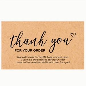 NEW 30 PCS KRAFT PAPER THANK YOU FOR YOUR ORDER SMALL BUSINESS APPRECIATION CARD